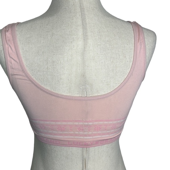 Lucky Brand Seamless Comfort Bra NWT Women's Small Light Pink Spellout - Picture 2 of 5